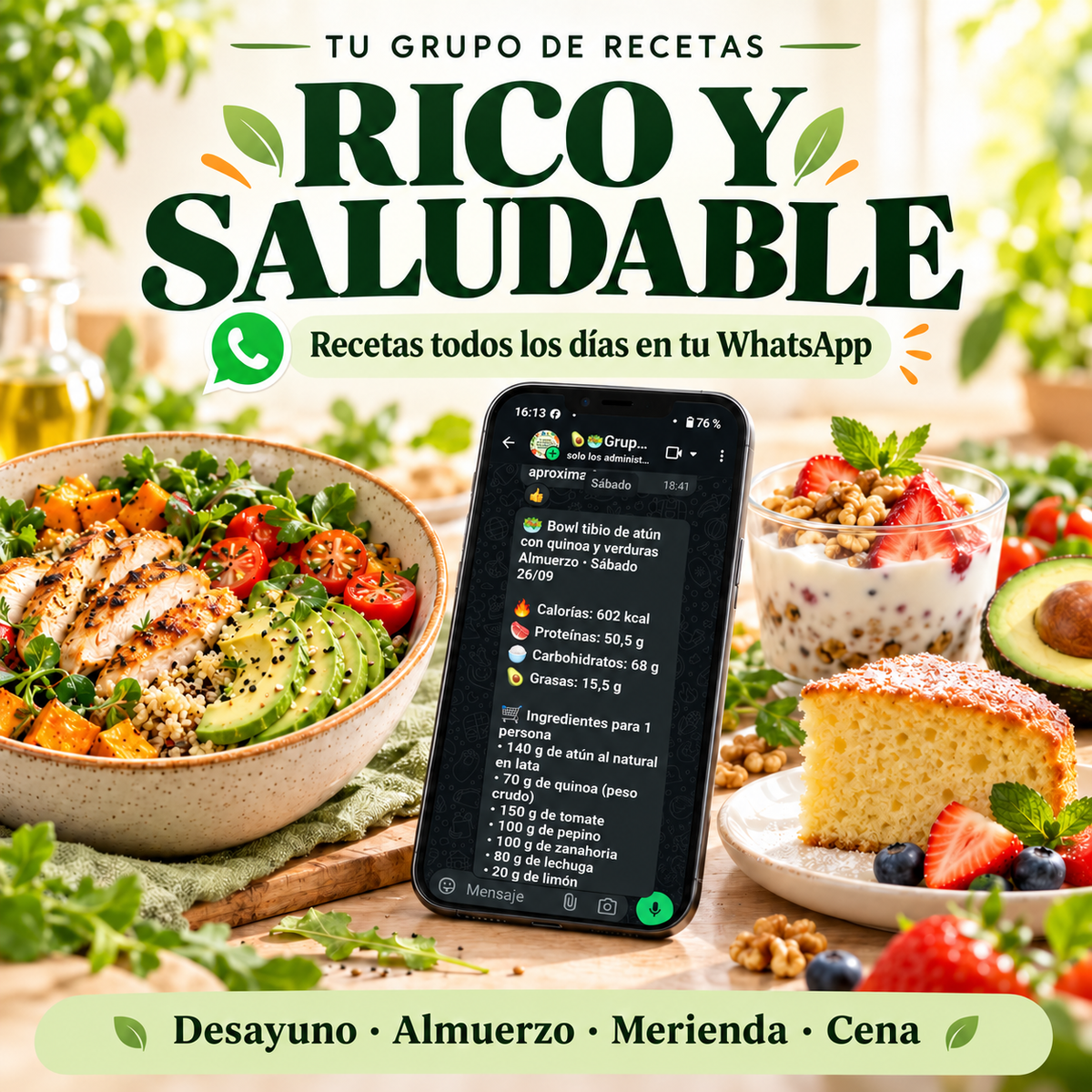 grupo de recetas diarias + 2 bonos gratis de regalo